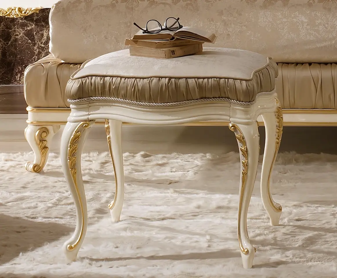 Beige & Gold Italian Stool