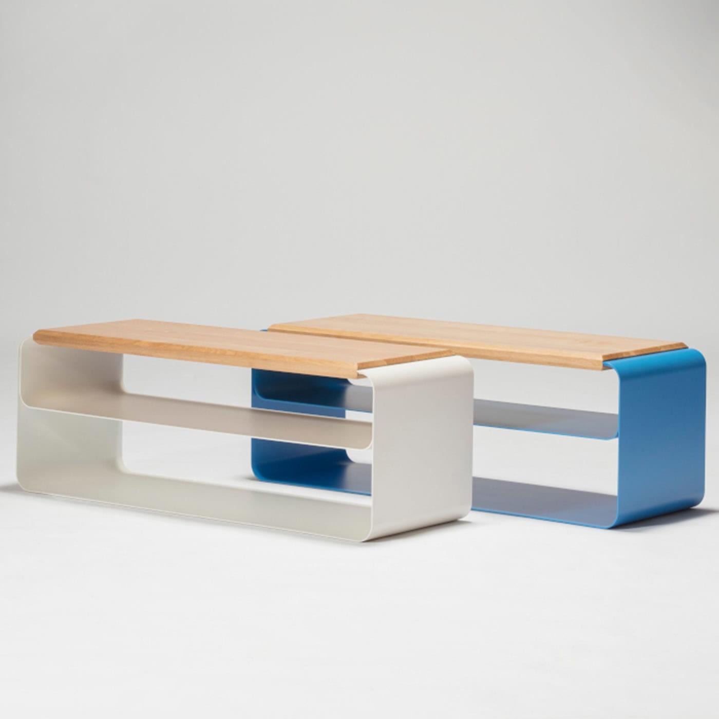 Wood &amp; Steel Frame Bench - 2