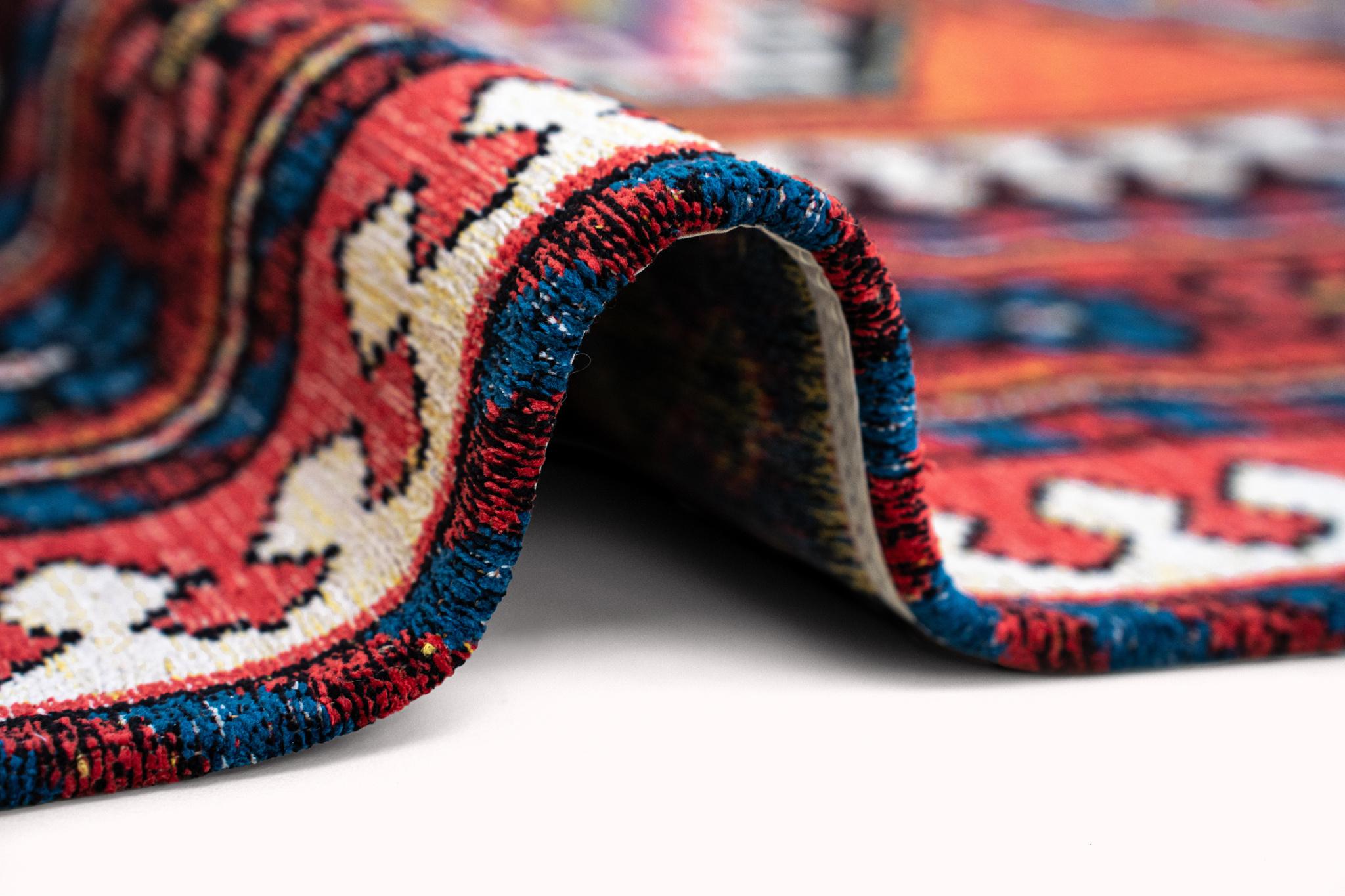 Tribal Red Multicolor Area Rug | Size: 140 × 200 cm
