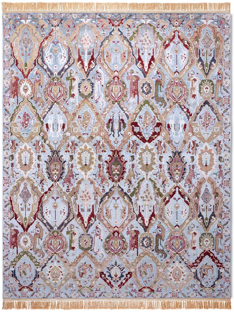 KavaBagh Blue Wool & Silk Rug