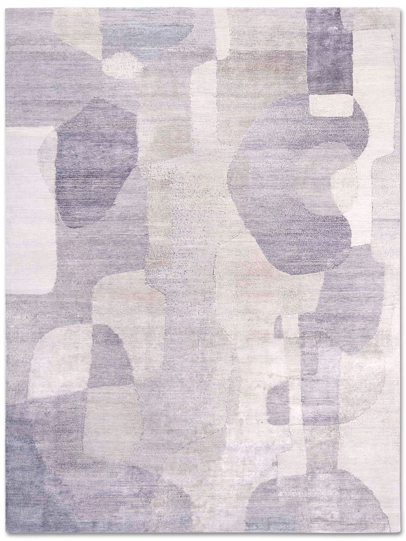 Silver Blue Hand-Knotted Wool / Silk Rug