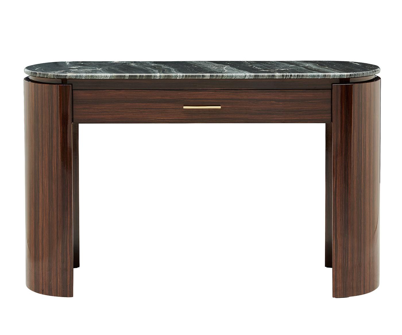 Bea Dark Wood and Green Marble Artisan Vanity Table