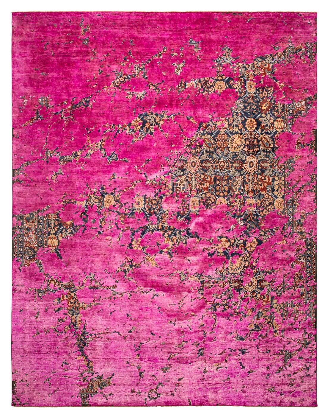 Tabriz Pink Silk Luxury Rug ☞ Size: 200 x 300 cm