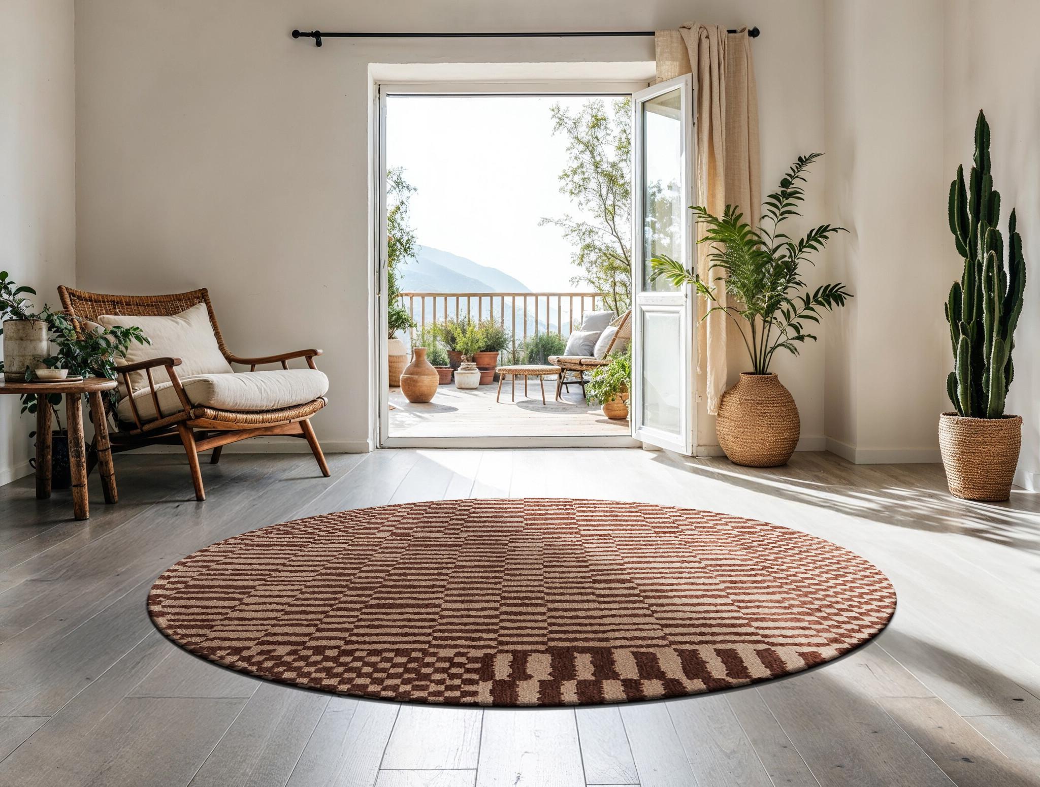 Moroccan-Inspired Geometric Round Rug | Size: Ø 240 cm