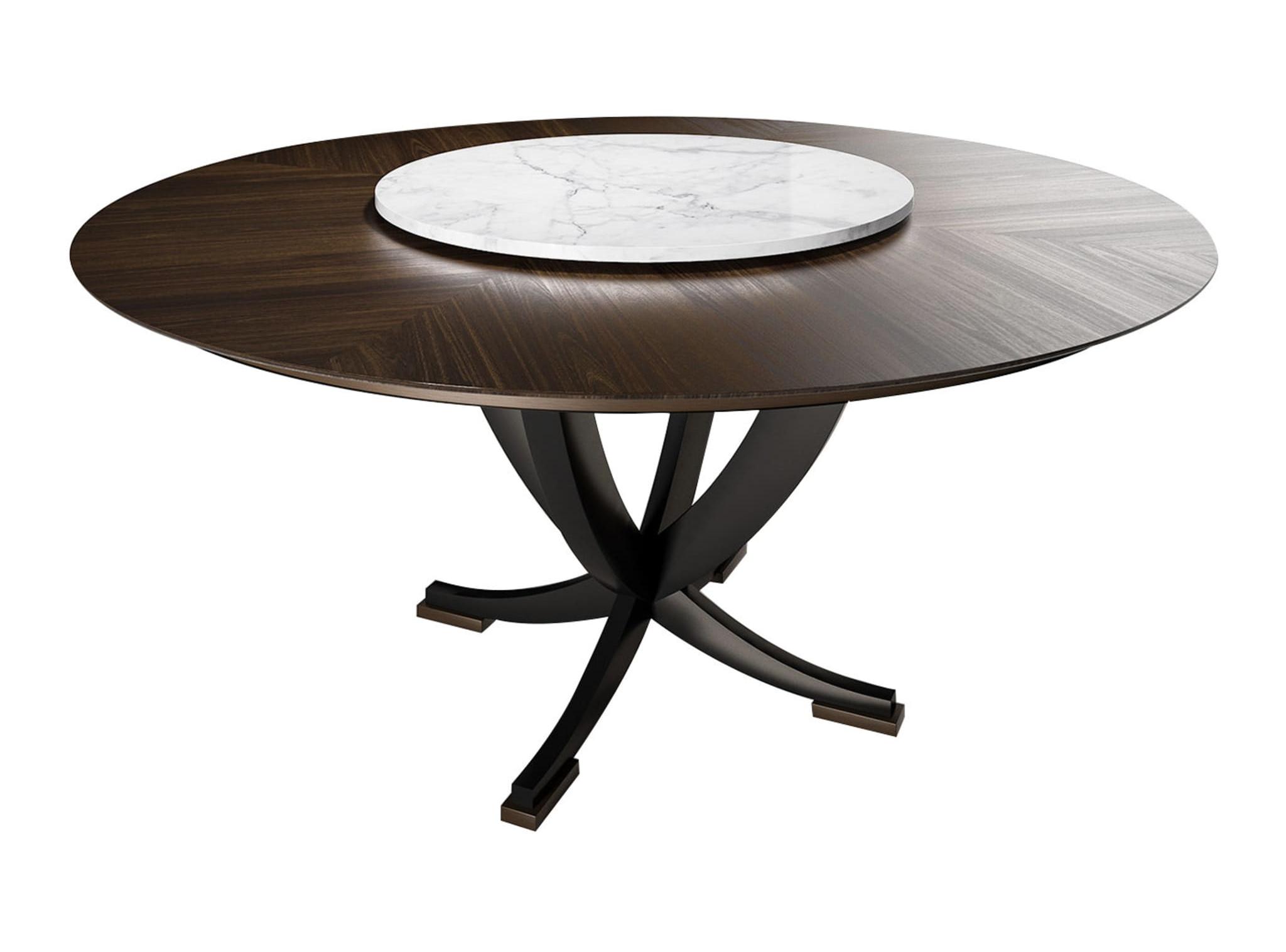 Exquisite Wood and Marble Circular Dining Table