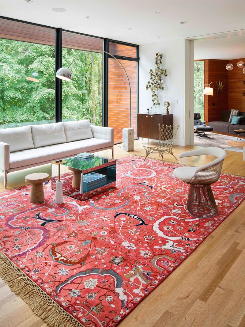 Tabriz Red Hand-Knotted Wool / Silk Rug