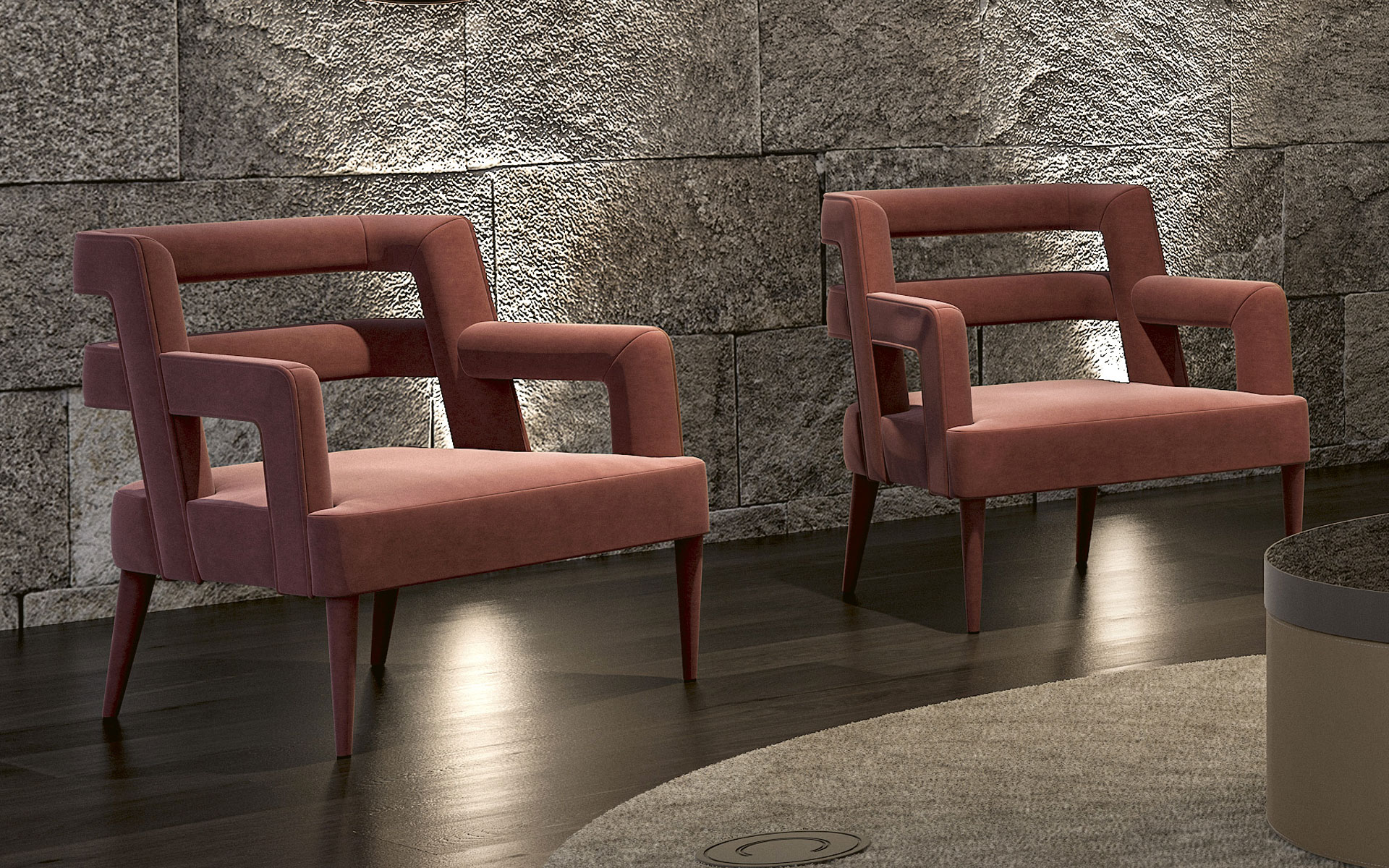 Vibrantly Upholstered Pink Armchair