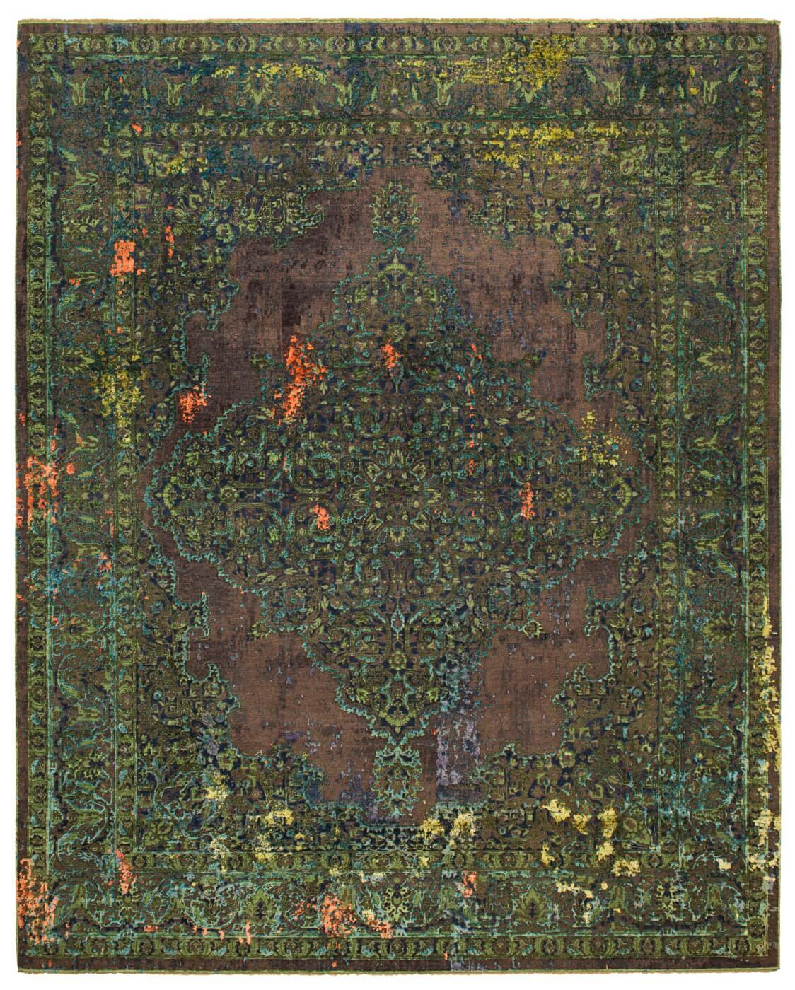 Tabriz Green Hand Knotted Luxury Rug