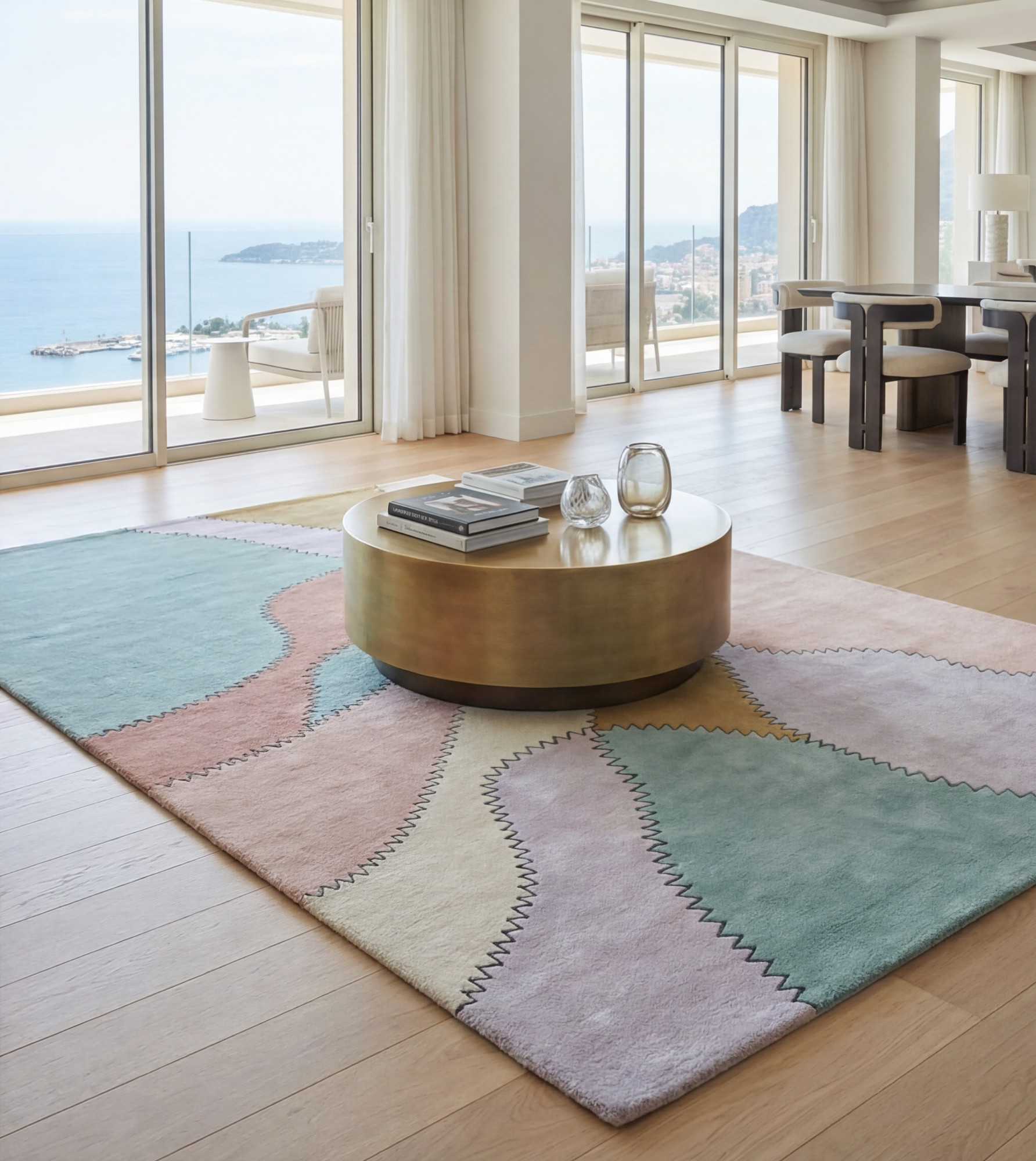 Pastel Collage Rose Handwoven Rug