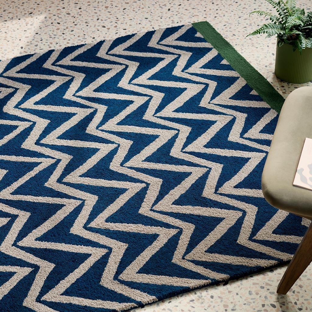 Flat Weave Blue Outdoor Rug | Size: 200 x 280 cm