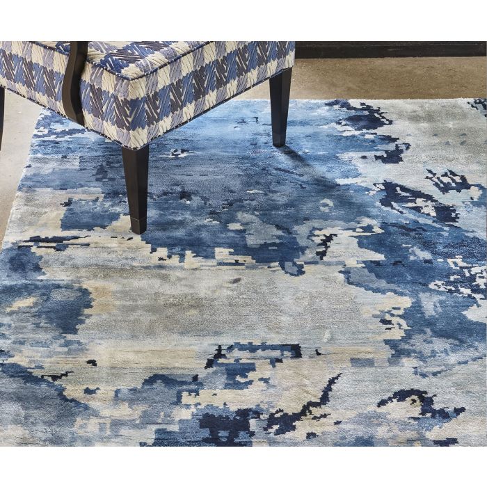 Abstract Floral Blue Luxury Rug