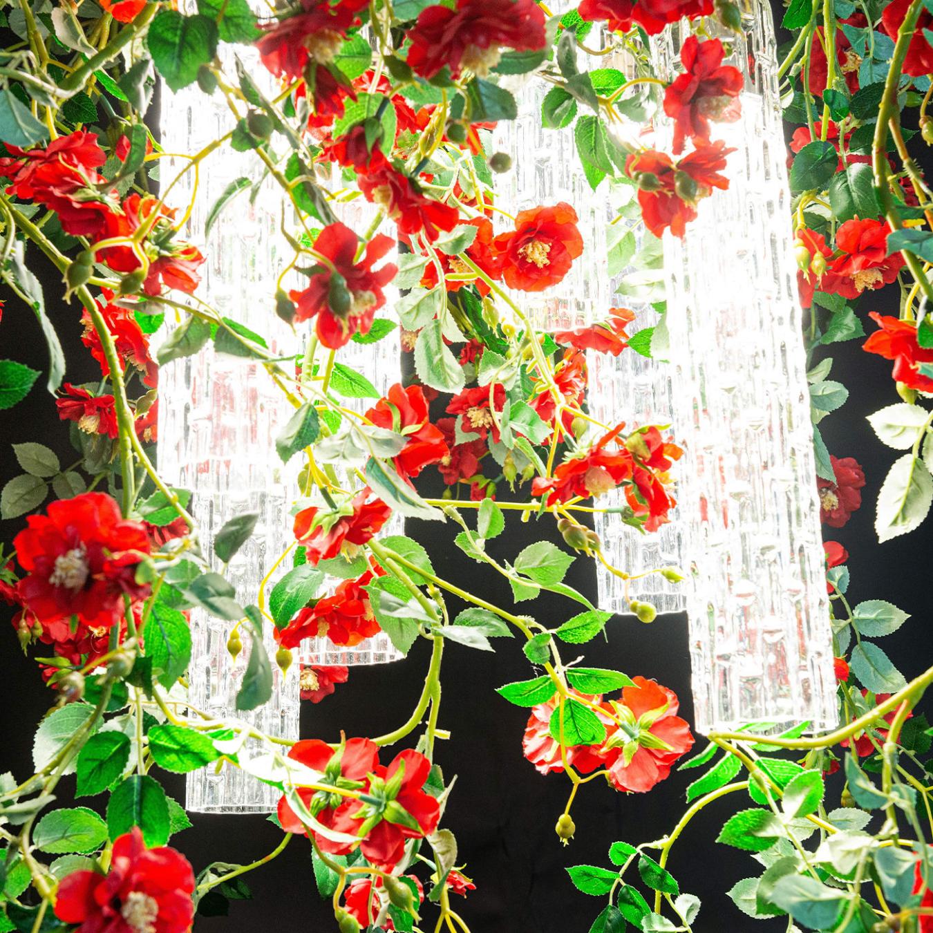 Red Roses Square Italian Chandelier