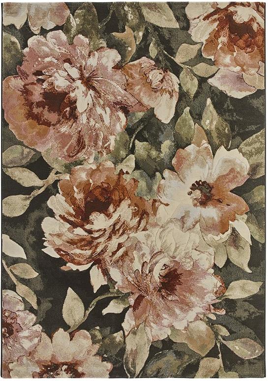 Green / Red Floral Modern Rug | Size: 240 x 330 cm