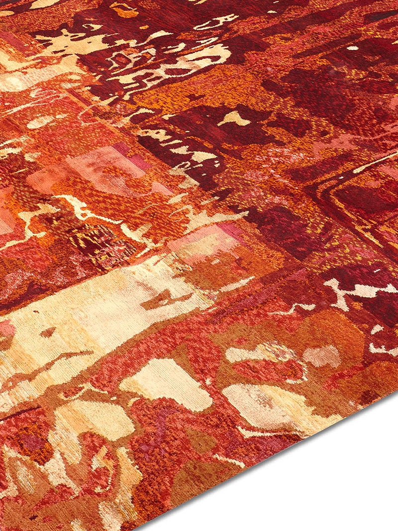 Ice Hand-Knotted Wool / Silk Rug ☞ Size: 122 x 183 cm