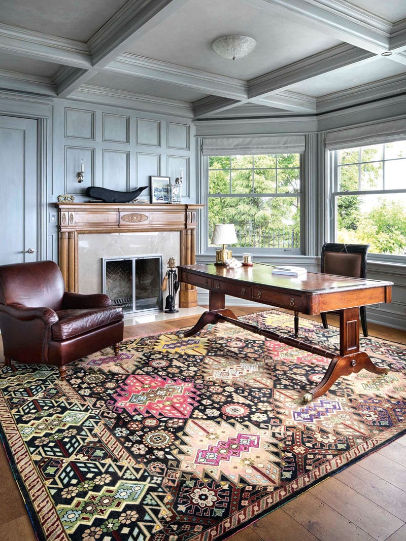 Original Natural Black Hand-Knotted Wool Rug
