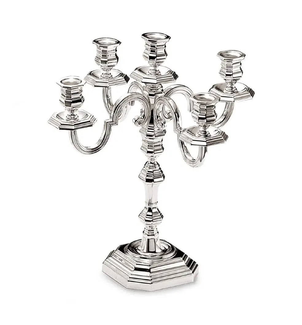 Octagonal Silver-Plated Five-Candle Candelabrum