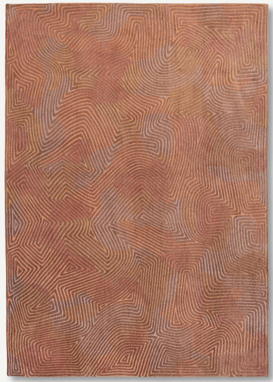 Brown Waves Belgian Flatwoven Rug ☞ Size: 280 x 390 cm
