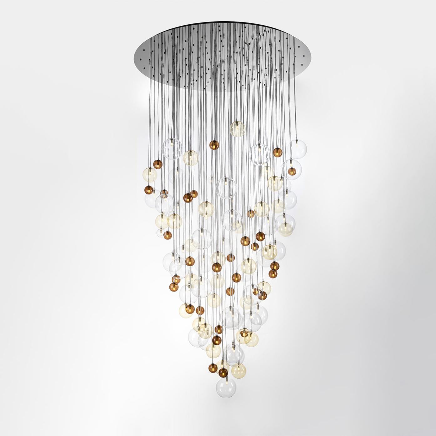 Cascading Multicolor Glass Sphere Chandelier