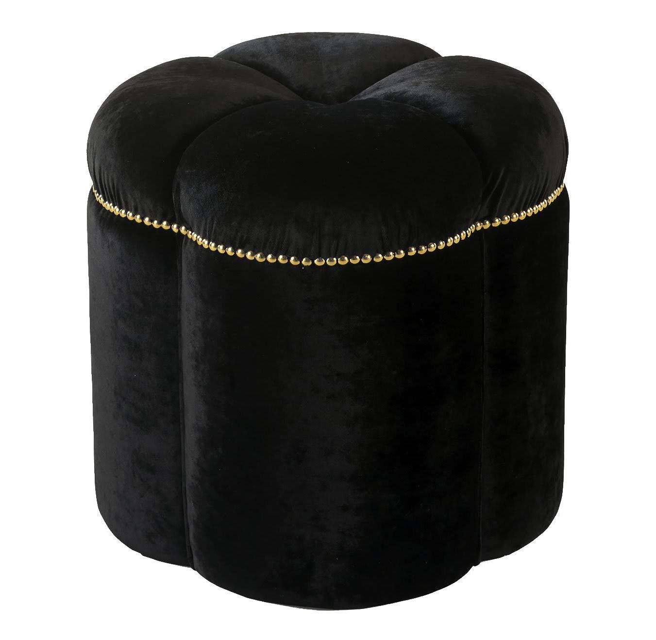 Ophelia Black Handcrafted Pouf