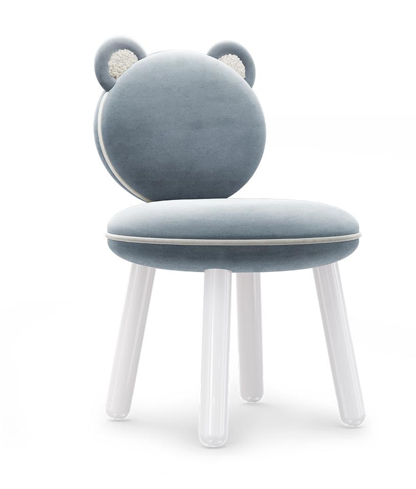 Fluffy Bear Light Blue Kids Chair