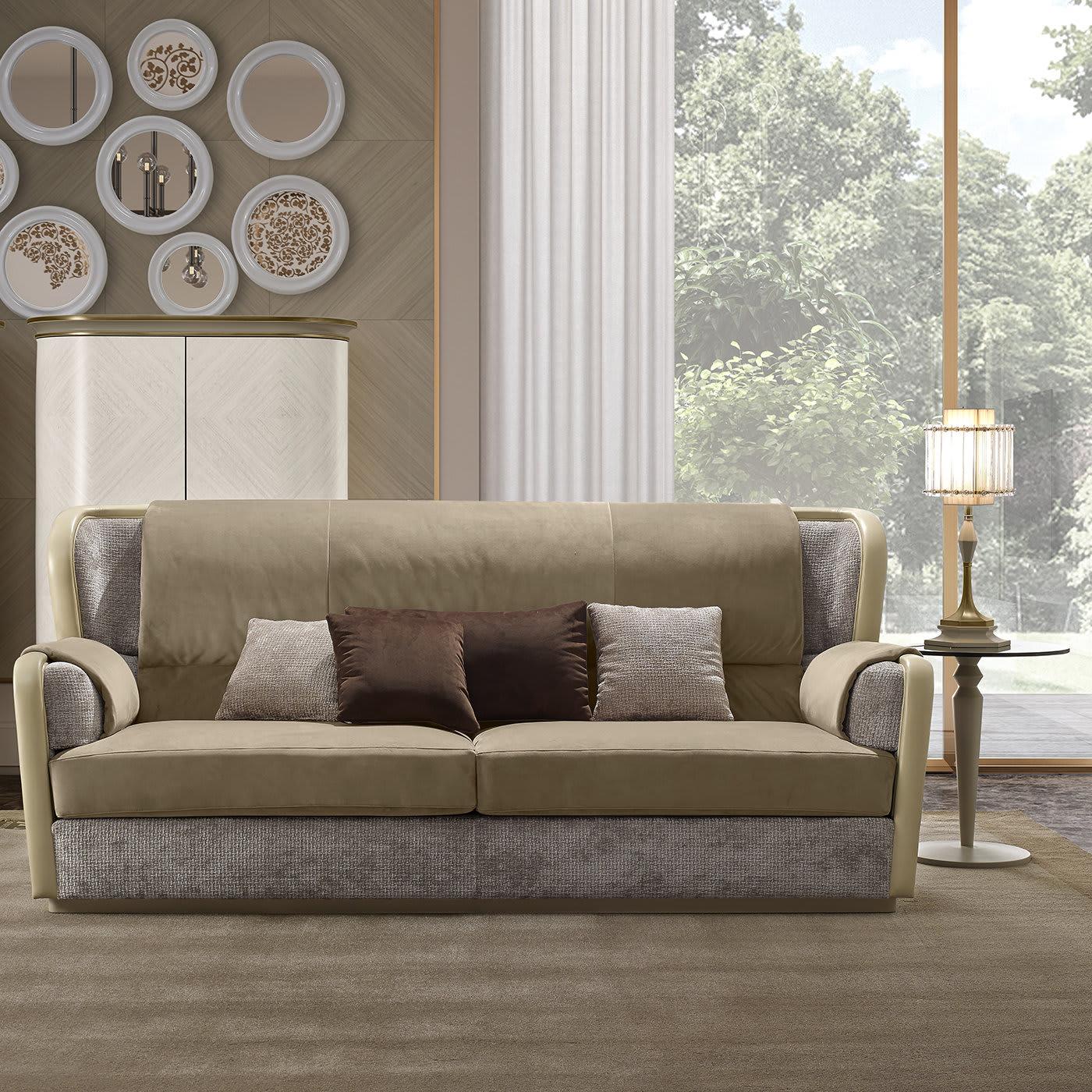 Three-Seater Luxury Beige Sofa