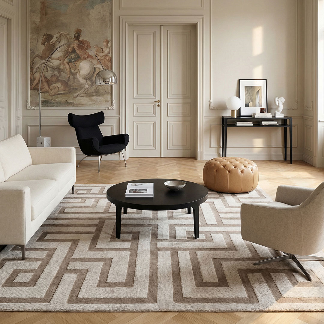 Labyrinth Mink Hand-Loom Rug