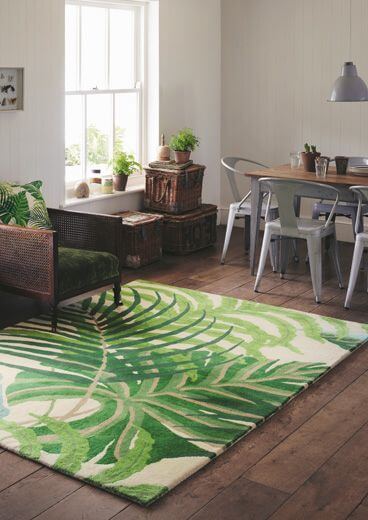 Green Leaves Handwoven Rug ☞ Size: 170 x 240 cm