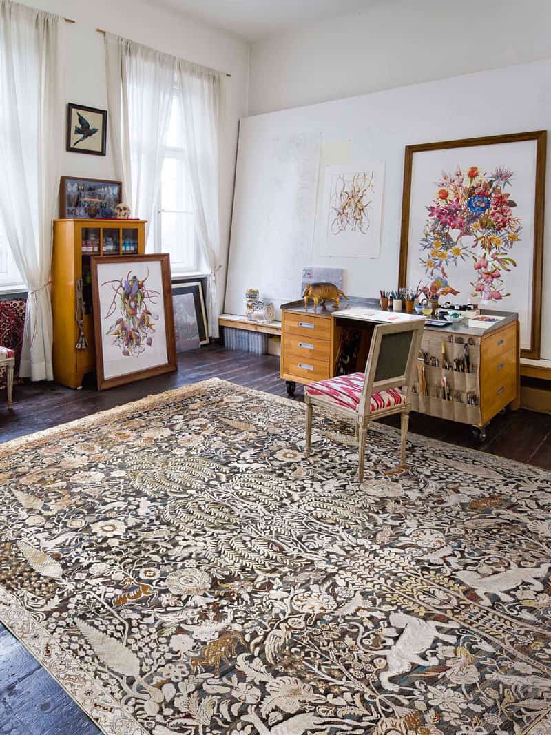 Gold / Grey Luxury Silk / Wool Rug