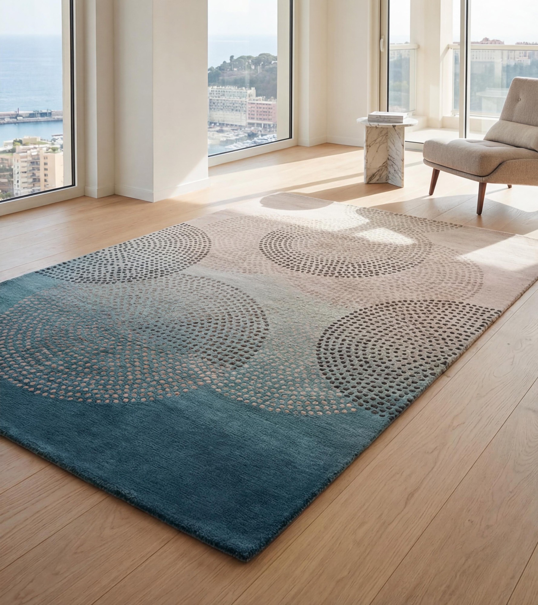 Misty Circles Handmade Rug