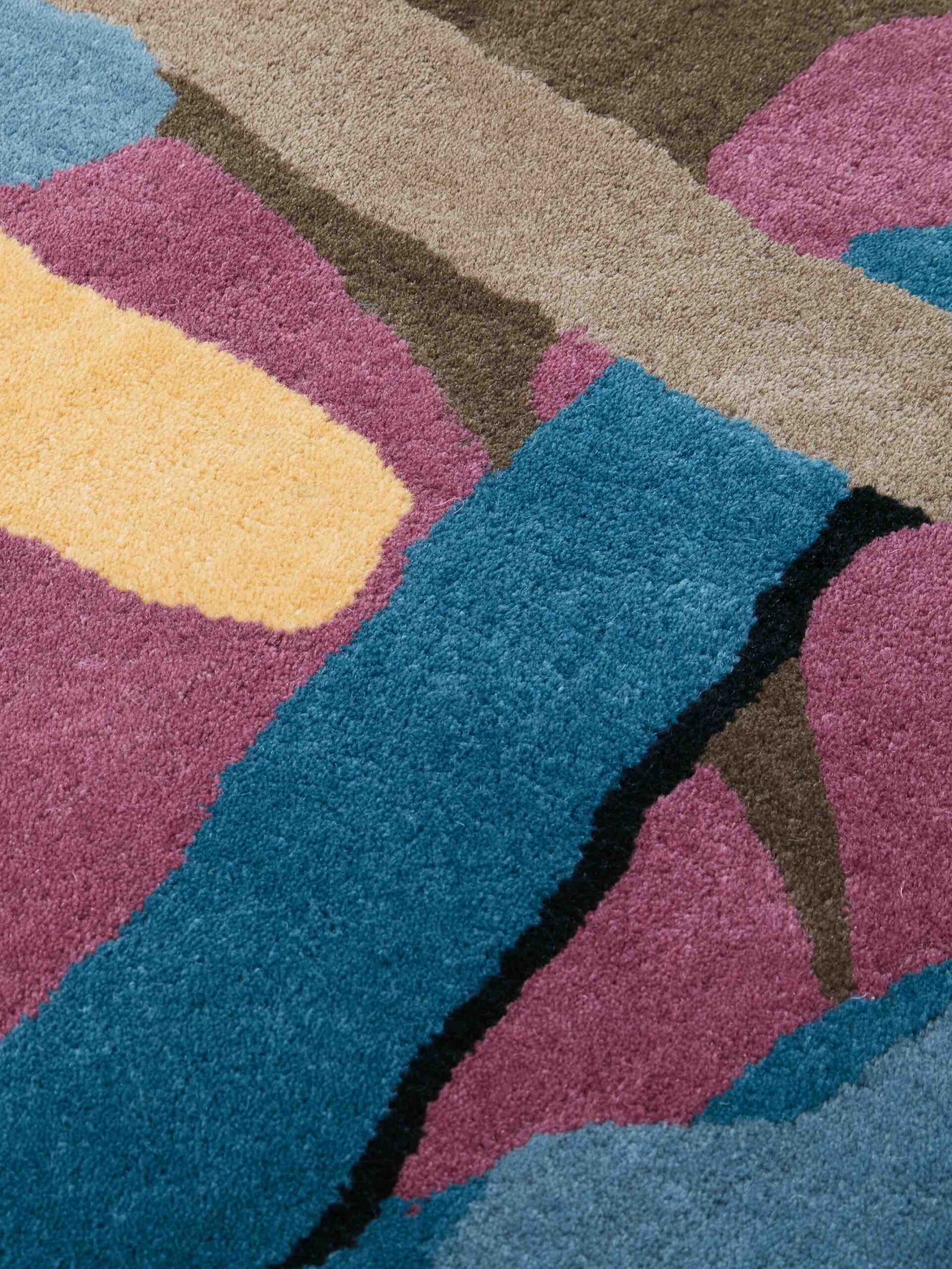 Smoked Wood Designer Wool Rug