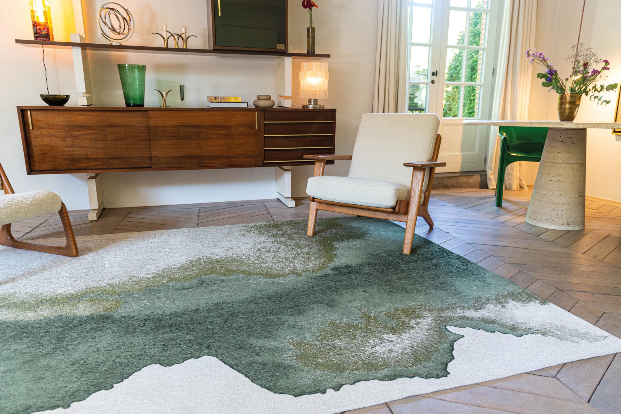 Palm Green Flatweave Rug | Size: 280 x 390 cm