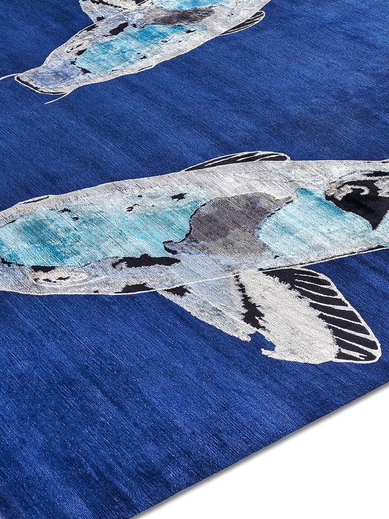 Fish Blue Luxury Hand-Woven Rug