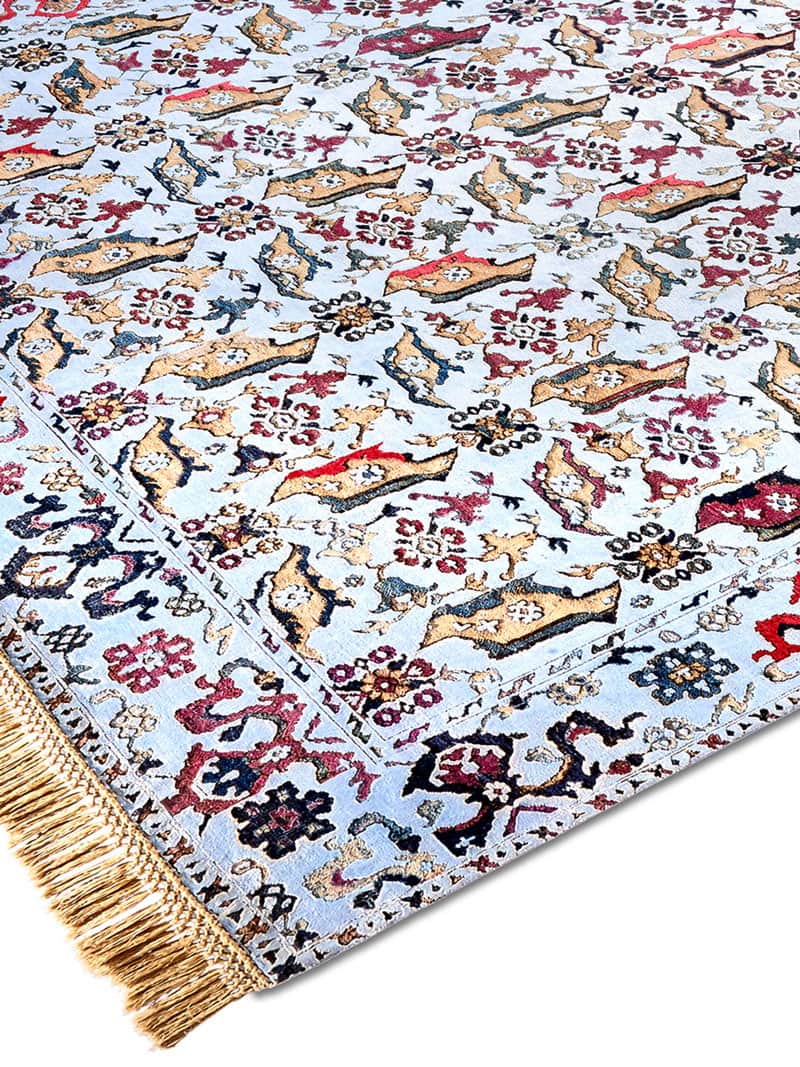 Bird Ushak Hand-Knotted Silk / Wool Rug