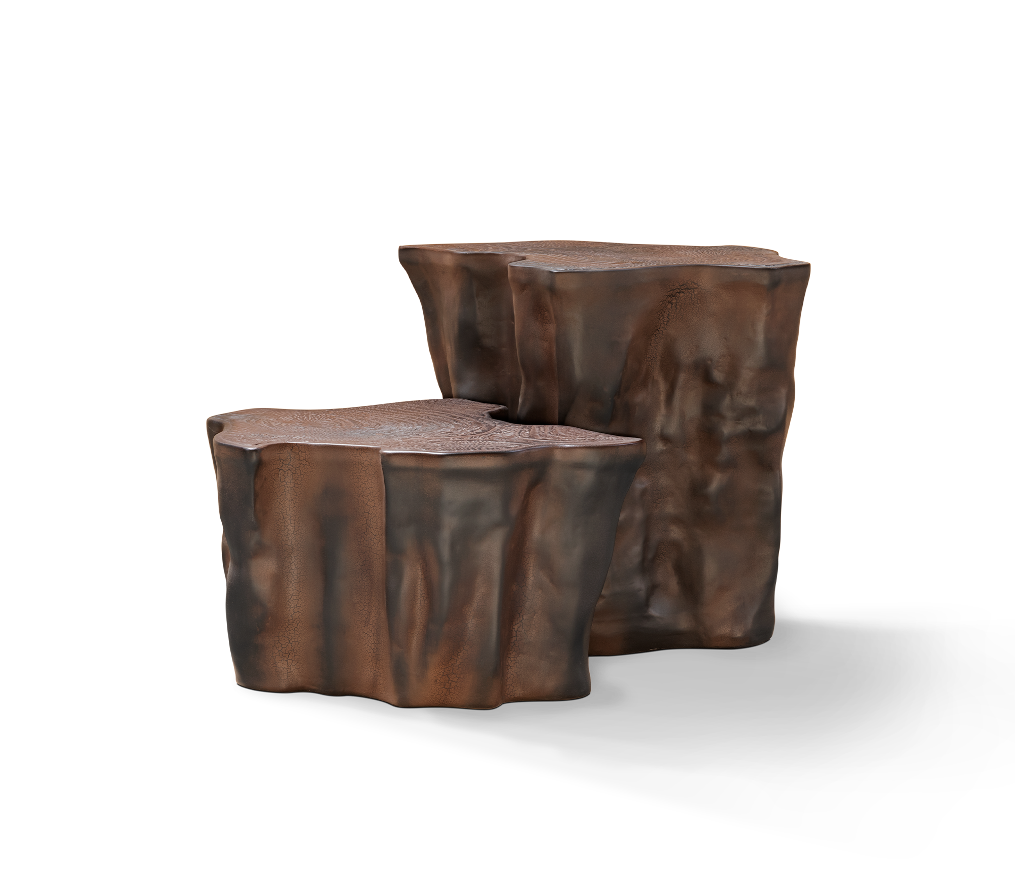 Horizon Dark Brown Ceramic Designer Side Table | Configuration: Small