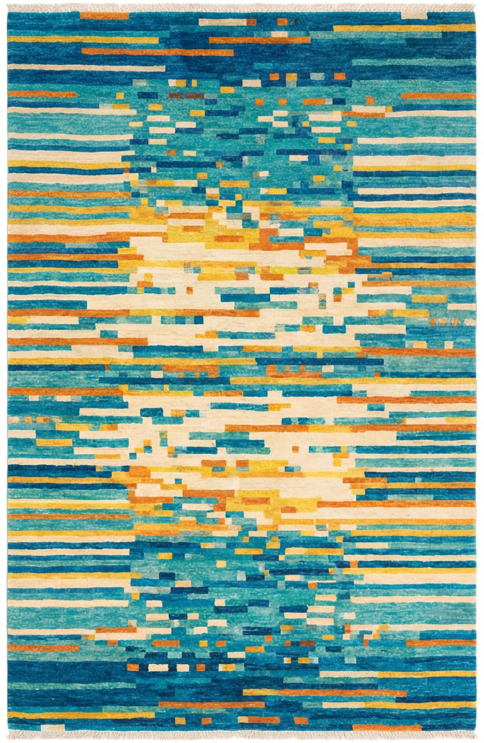 Pixel Wave Teal Artisan Rug
