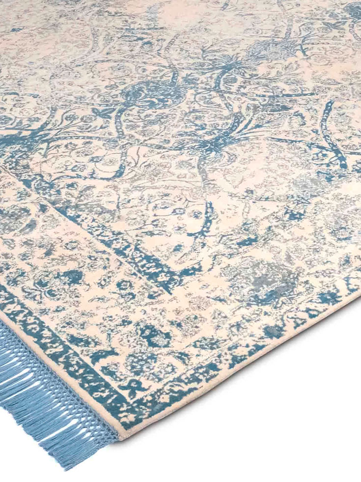 Light Blue Hand-Knotted Wool / Silk Rug | Size: 274 x 365 cm