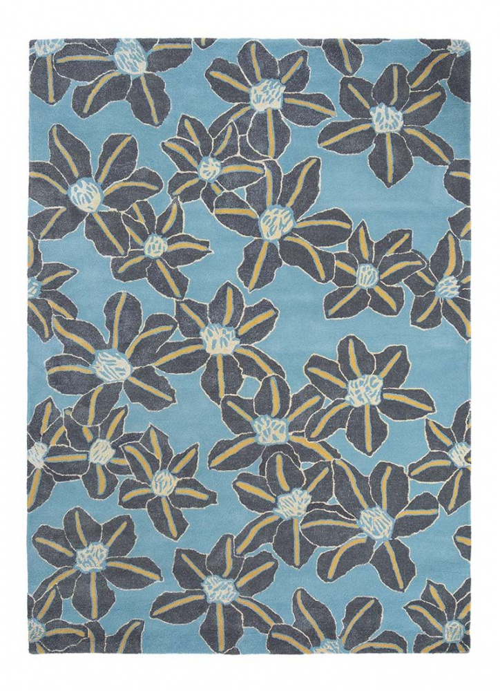 Hand-Woven Light Blue Wool Rug