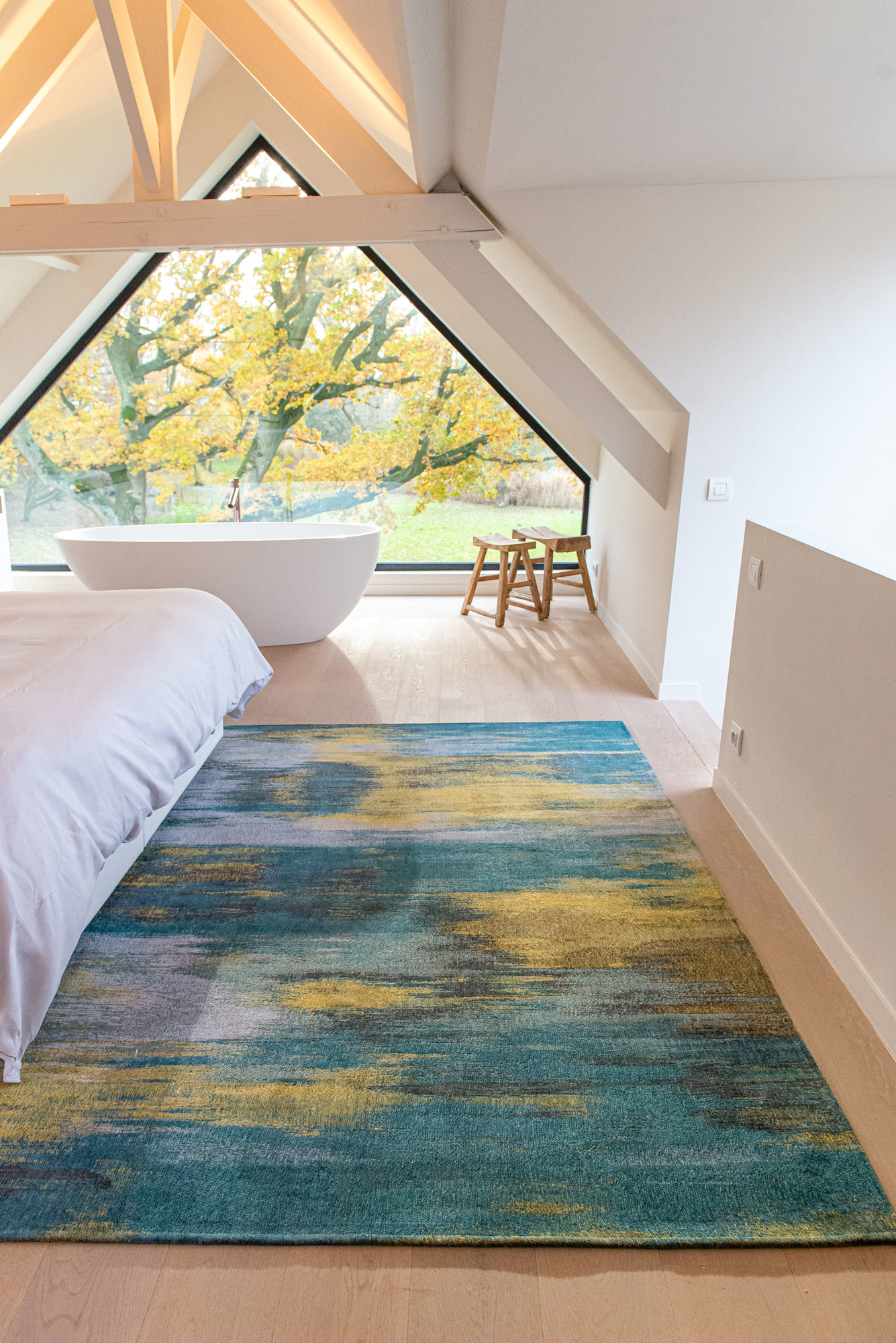 Modern Art Flatwoven Blue Rug
