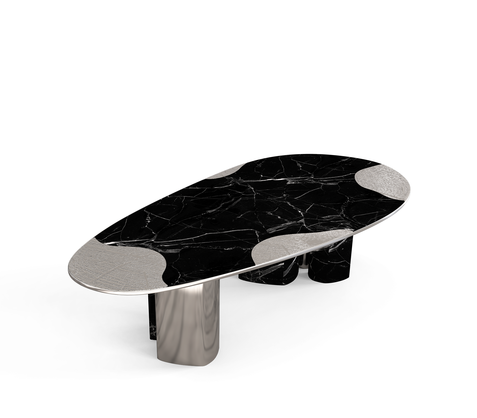 Marble & Silver Luxe Dining Table