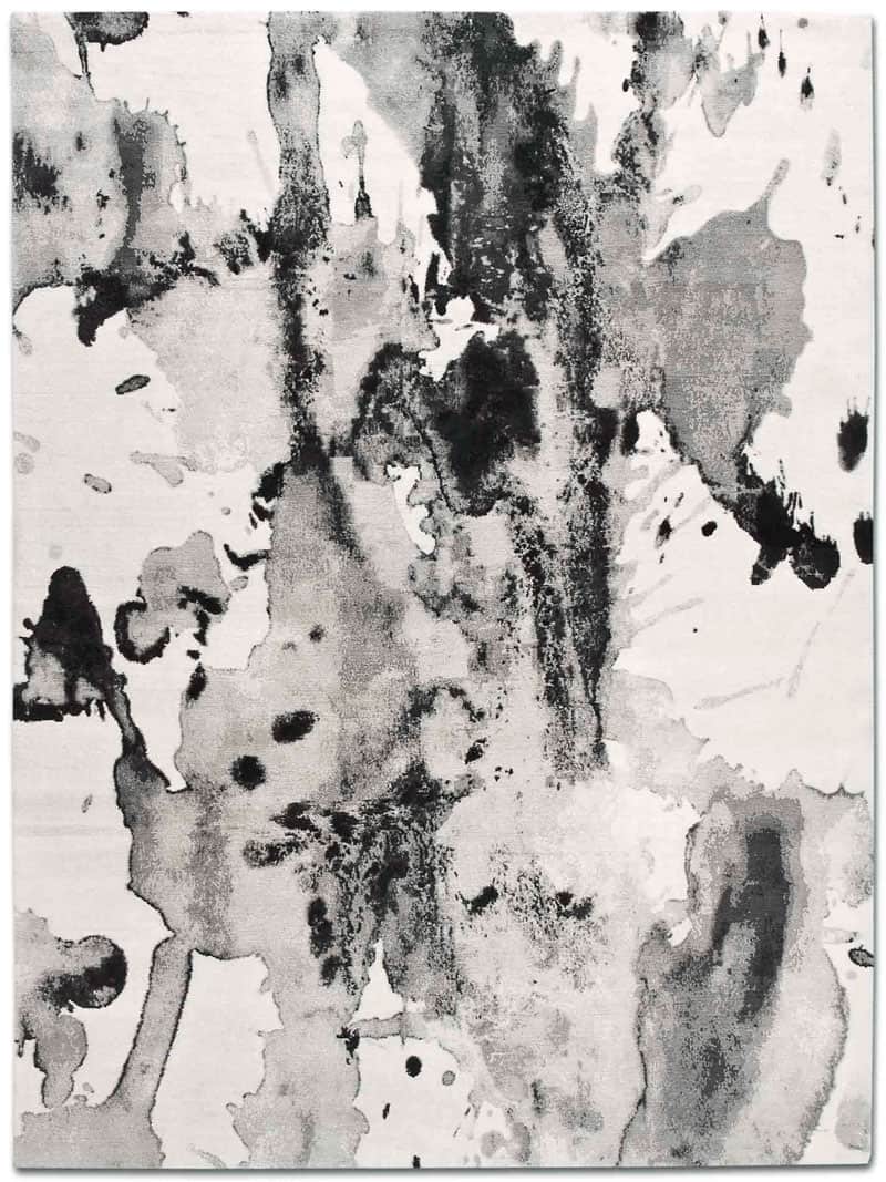 Black & White Hand-Knotted Wool / Silk Rug | Size: 183 x 274 cm