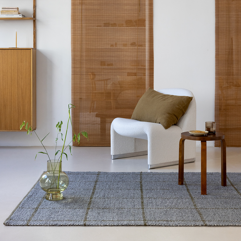Artisan Texture Check Slate/Olive Rug | Size: 160 × 230 cm