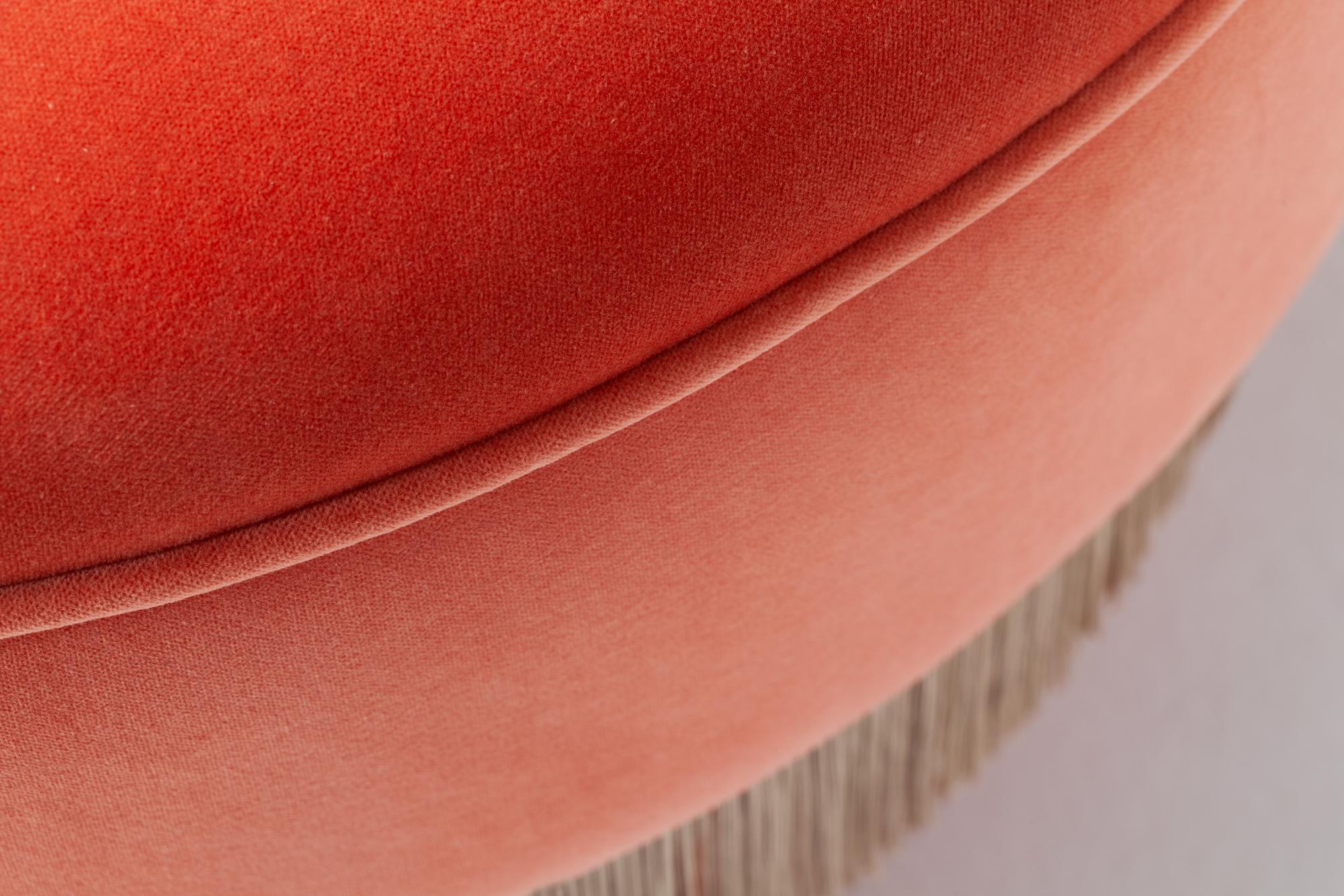 La Folie Red Round Pouf