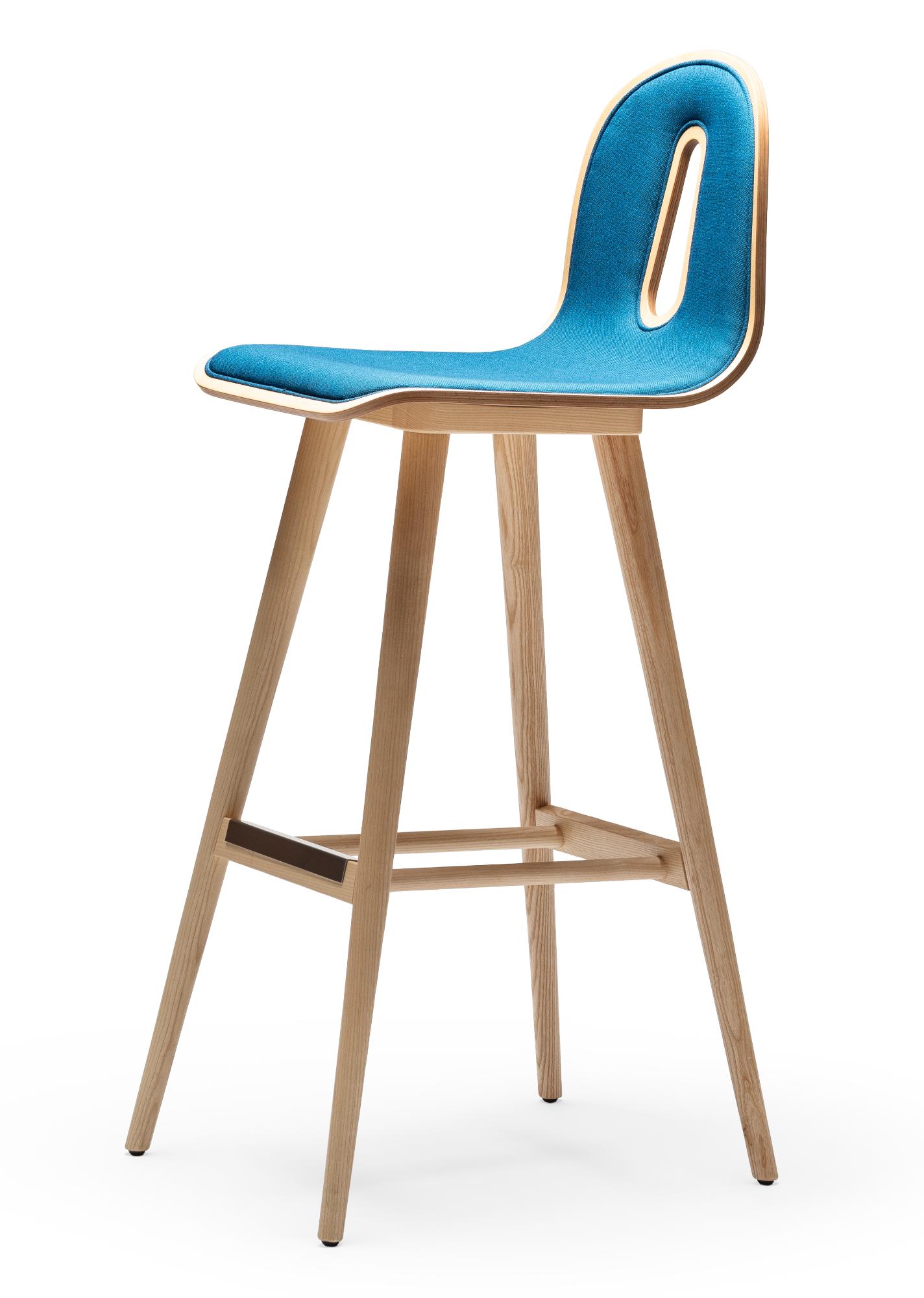 Gotham Woody Blue Bar Stool