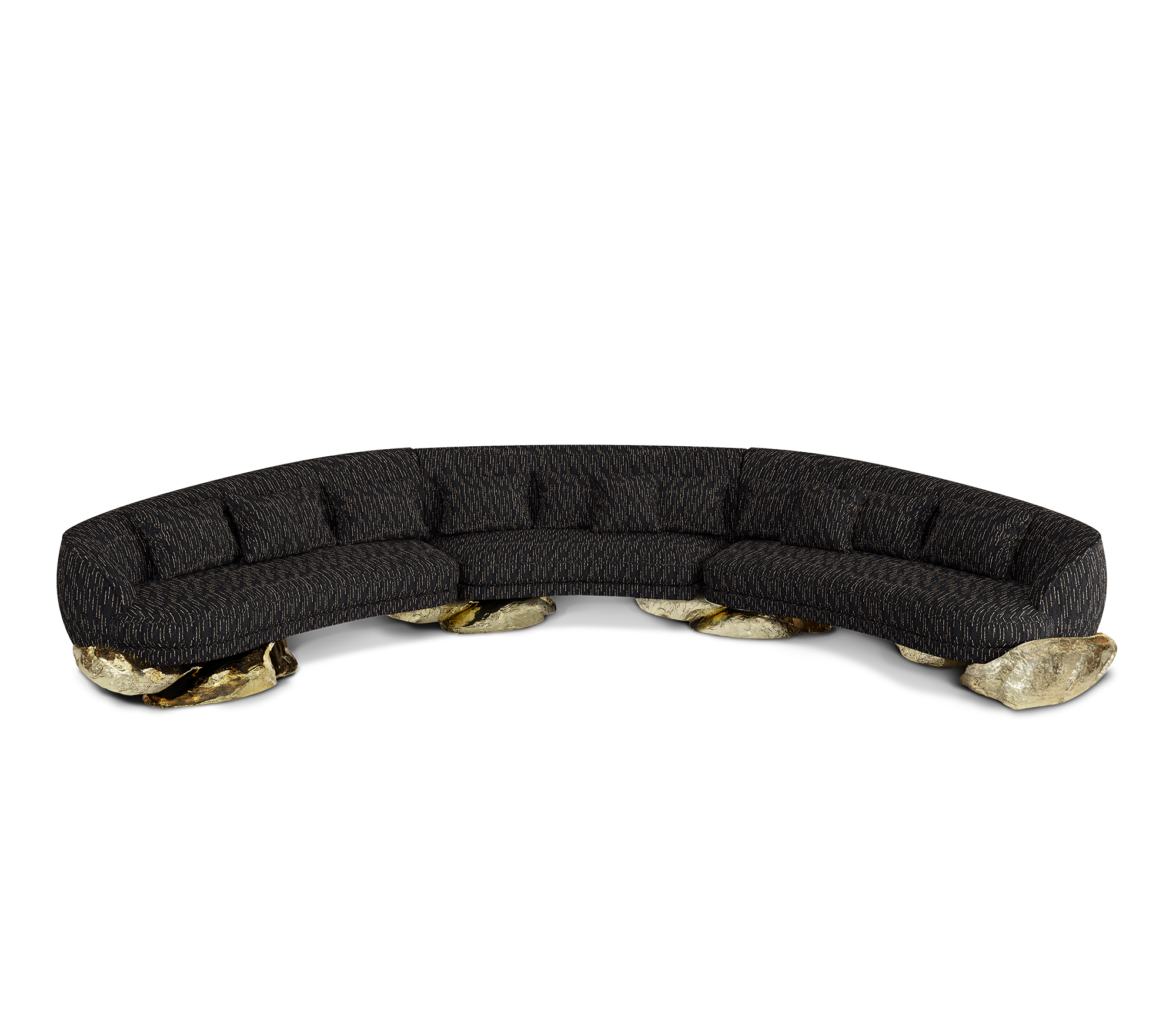 Angora Black Curved Luxe Sofa