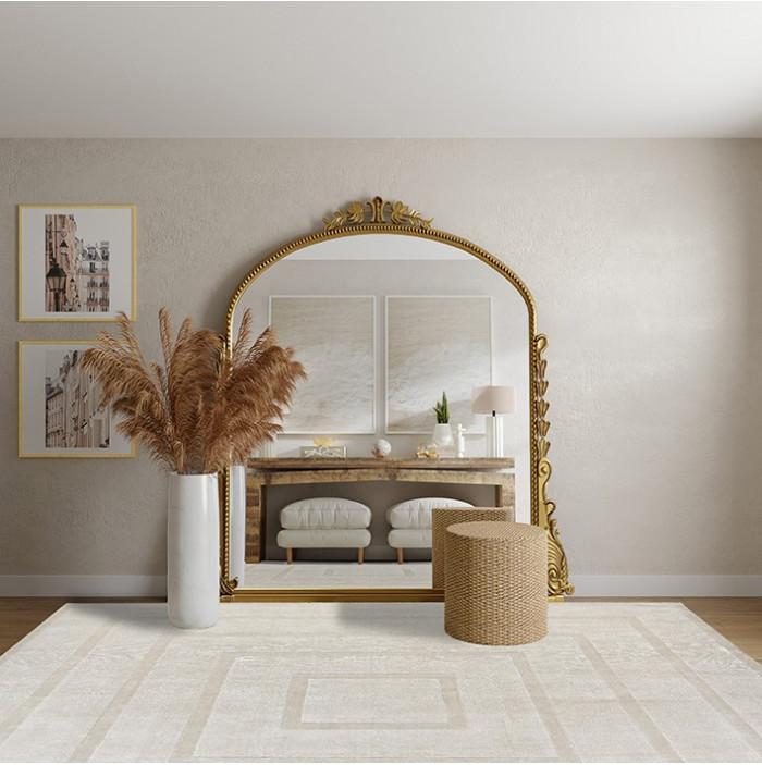 Border Hand-Loomed Beige Rug