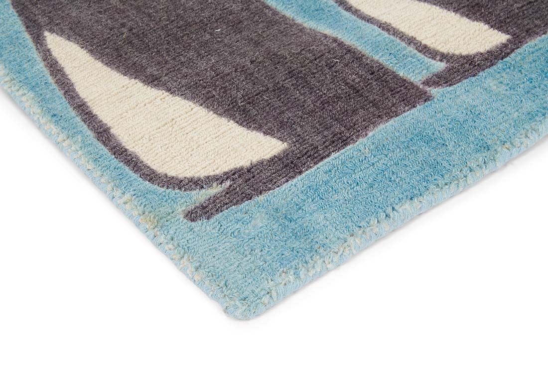 Penguins Turquoise Handwoven Rug