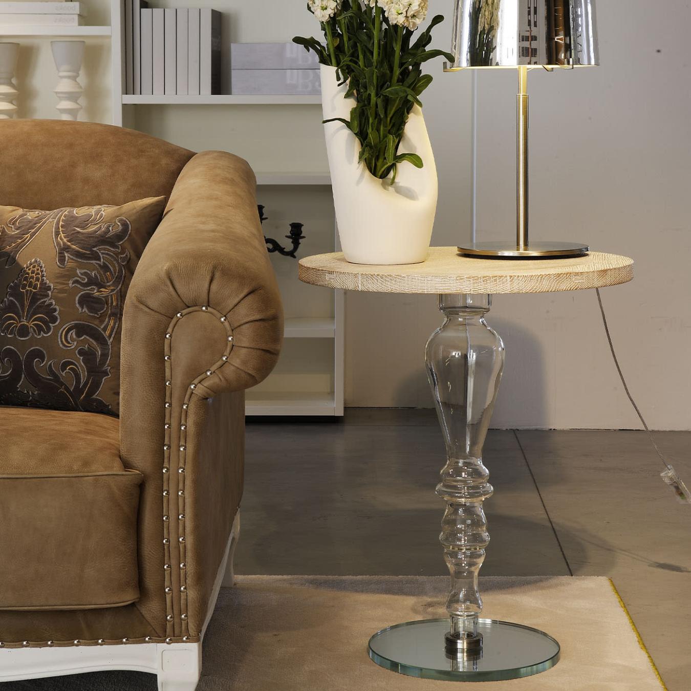 Artisan Sculptural Glass-Top Side Table