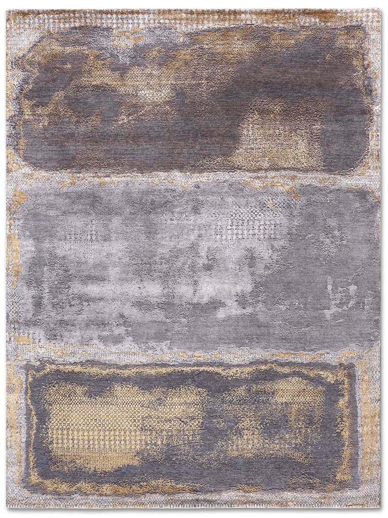 Gold Silver Hand-Woven Exquisite Rug ☞ Size: 122 x 183 cm