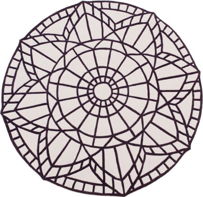White / Brown Round Handwoven Rug Ø165 cm