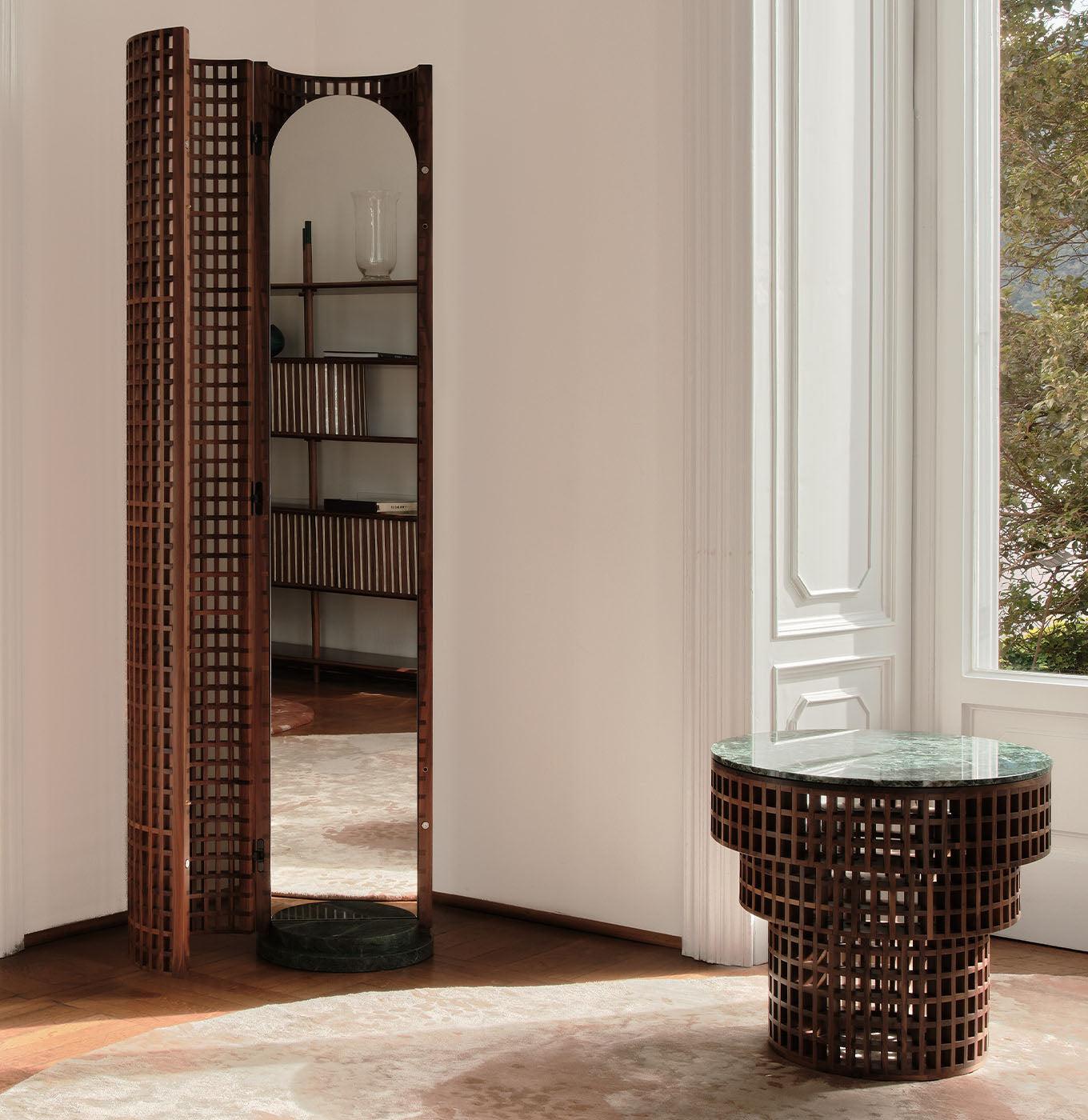 Marble & Walnut Floor Mirror